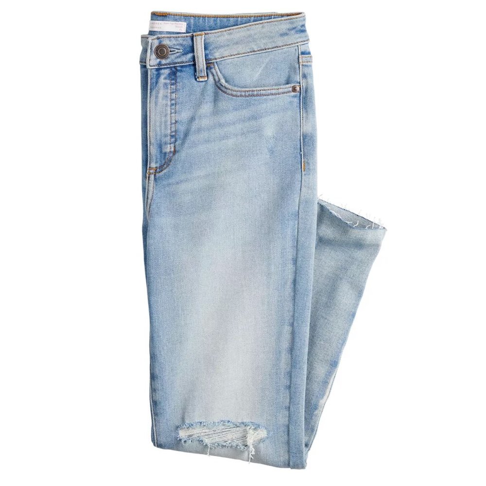 SOLD LC Lauren Conrad Womens High Waist Ripped Straight Leg Jeans Sz 14 NWT - Picture 3 of 10